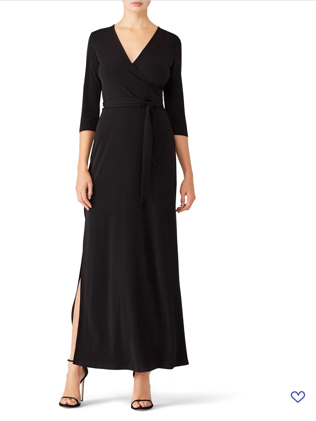 Leota Black Wrap Maxi Dress With Waist Tie Size Xs *Flawed* C9